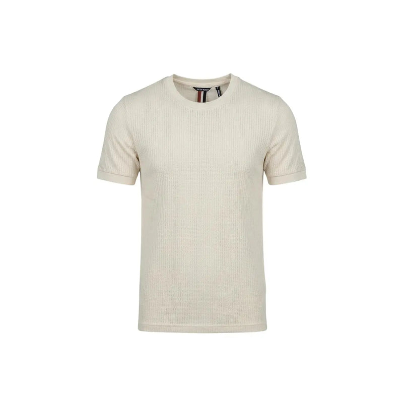 Antony Morato men t-shirt cream-colored ribbed cotton crew neck with short sleeves for casual wear