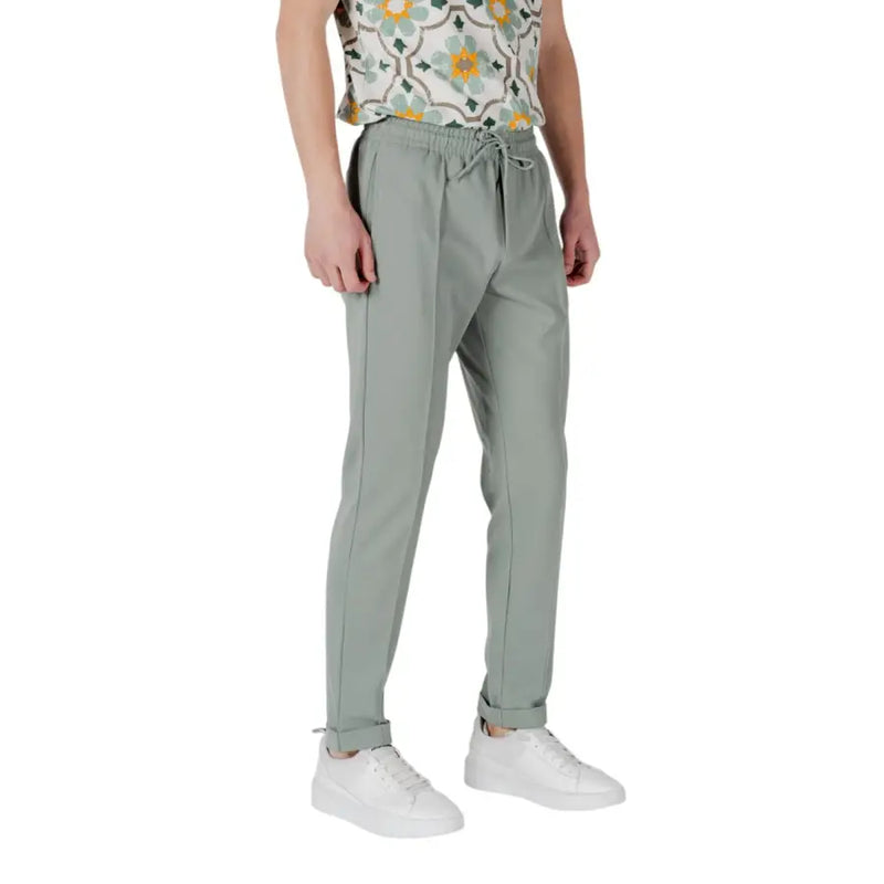 Men’s light green drawstring trousers with cuffed ankles from Antony Morato Spring Summer collection