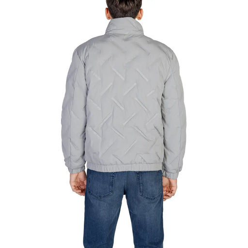 Antony Morato men grey long turtleneck quilted puffer jacket with high collar and elastic cuffs