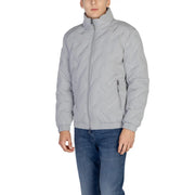 Antony Morato men grey quilted puffer jacket with high collar and zipper closures in lightweight fabric