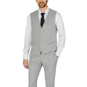 Antony Morato men grey textured waistcoat with five silver buttons and two front pockets sleeveless gilet