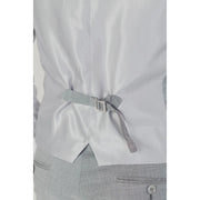 Antony Morato men grey plain button gilet sleeveless featuring a gray textured belt with silver buckle at the waist