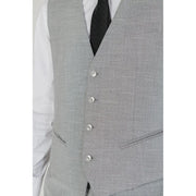 A tailored grey textured waistcoat by antony morato featuring silver buttons and flap pockets for men