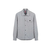 Antony Morato men grey long sleeve shirt with subtle textured weave and black buttons in a button-up style