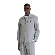 Antony Morato men grey long sleeve shirt with chest pocket and subtle black logo on pocket flap
