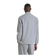 Antony Morato men grey long-sleeve shirt with round neck featuring a light gray structured jacket with subtle texture