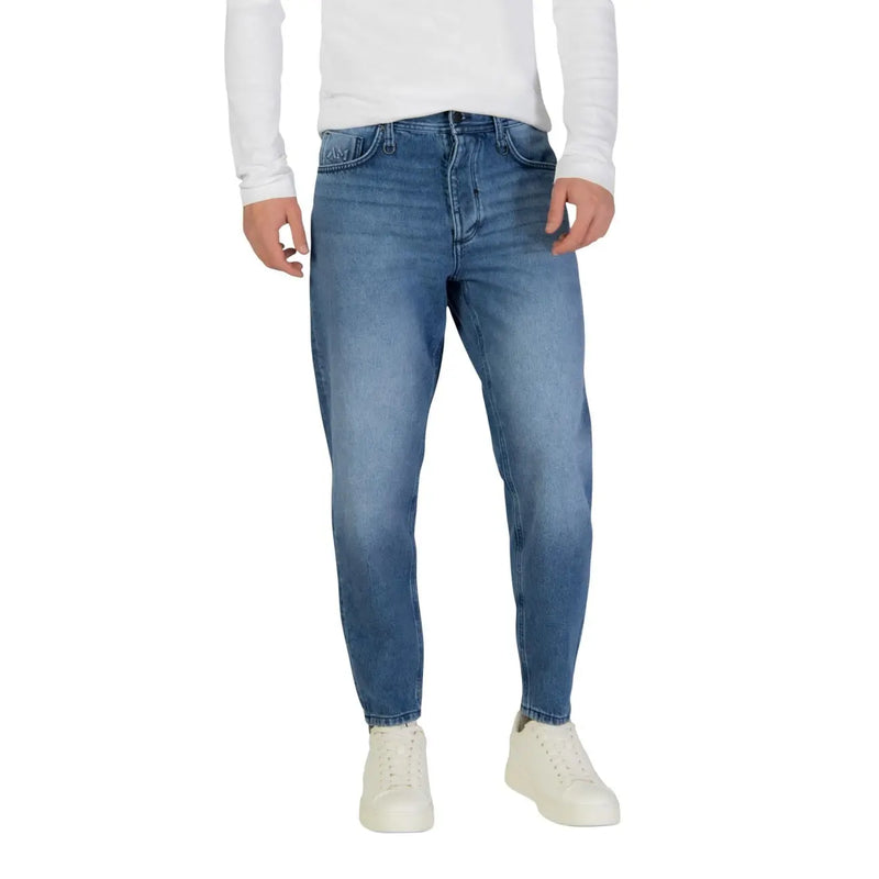 Medium-wash blue slim-fit denim jeans with five-pocket design from antony morato made of cotton