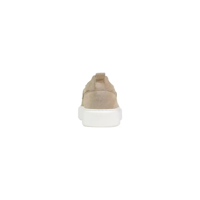 Antony Morato men leather moccassin beige suede slip-on sneaker with thick white rubber sole size mmfw01900