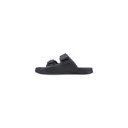 Antony Morato men sandals black vegan leather slide with two adjustable velcro straps polyurethane slipper xander