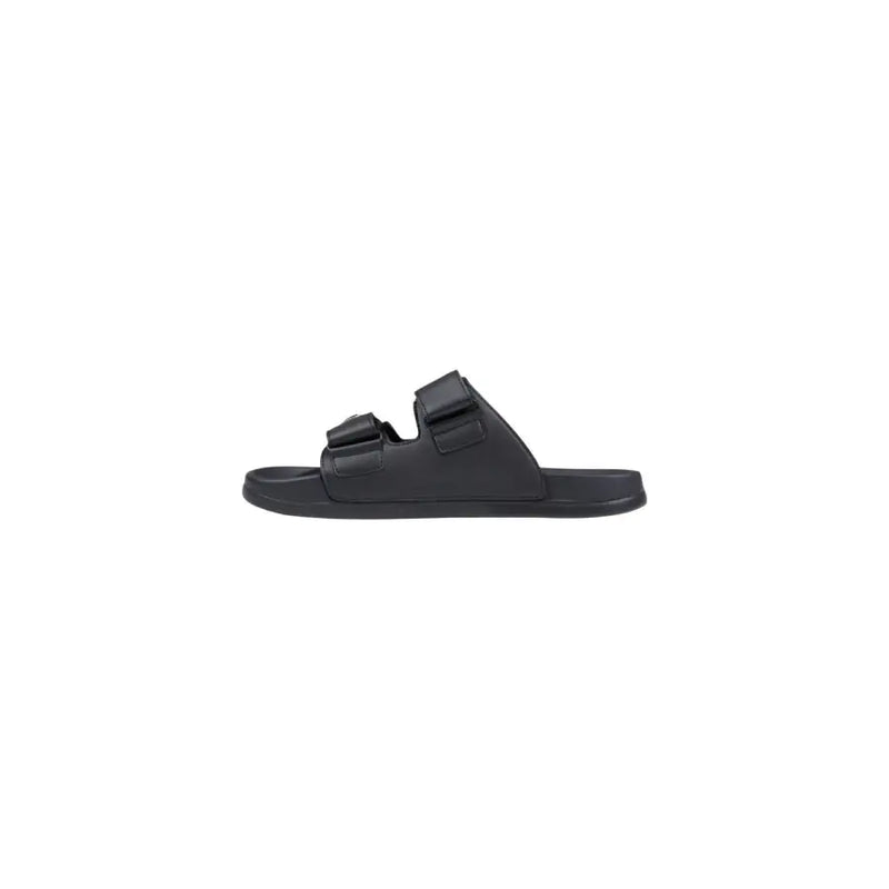 Antony Morato men sandals black vegan leather slide with two adjustable velcro straps polyurethane slipper xander