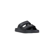 Antony Morato men sandals black vegan leather slide with two velcro straps and silver metal buckle