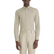 Beige long-sleeved button-down shirt with classic collar and matching trousers by Antony Morato men shirt collection