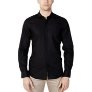 Antony Morato men shirt black long-sleeved dress shirt with classic collar and button-down front