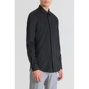 Antony Morato men shirt black long-sleeved dress shirt with classic collar and button-down front