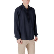 Antony Morato men shirt dark navy long-sleeved button-up with classic collar and subtle sheen fabric finish