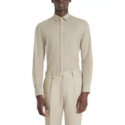 Beiges, langärmeliges Button-Down-Hemd mit klassischem Kragen und passender Hose von Antony Morato Herrenhemden-Kollektion