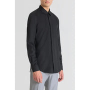 Antony Morato men shirt black long-sleeved dress shirt with classic collar and button-down front