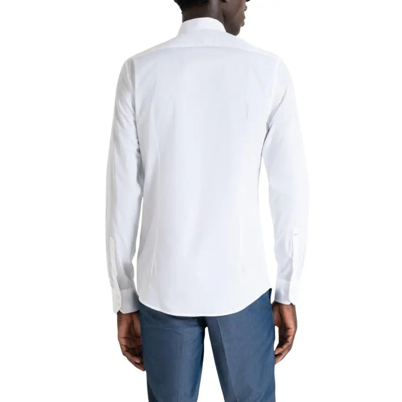 Antony Morato men shirt crisp white long-sleeved dress shirt with classic collar and buttoned cuffs