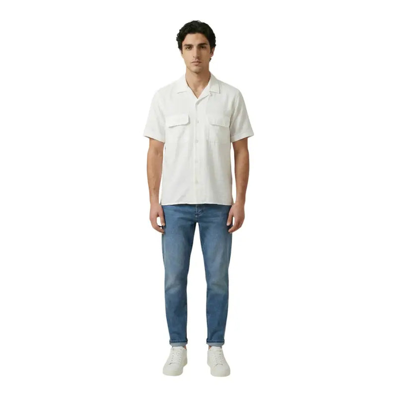 Antony Morato men shirt white short-sleeved button-up with two chest pockets suitable for casual wear
