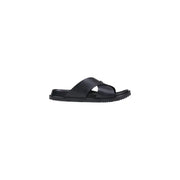 Antony Morato men slipper kry black slide sandal with minimalist cross-strap design and textured rubber sole