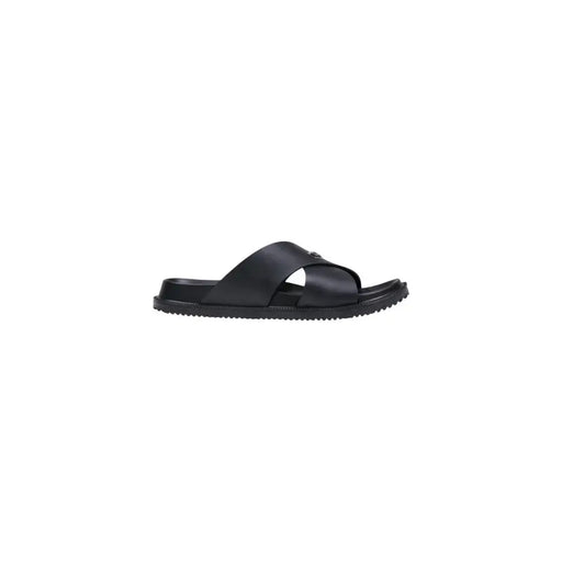 Antony Morato Herren-Slipper Kry, schwarze Pantolette mit minimalistischem Kreuzriemen-Design und profilierter Gummisohle