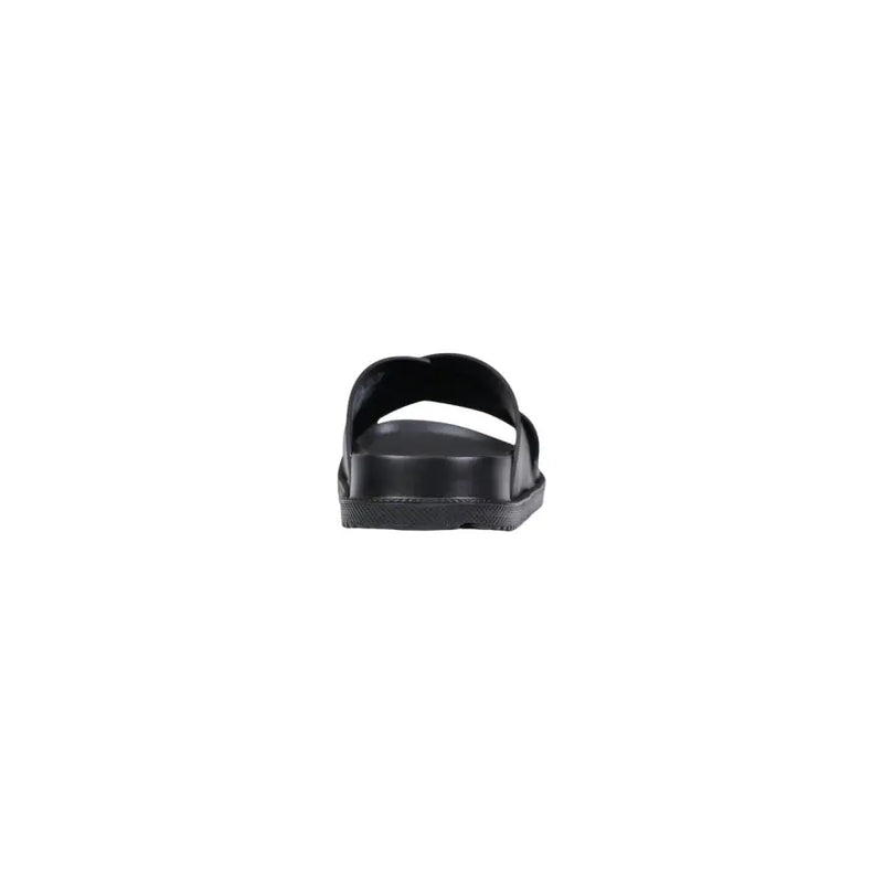 Antony Morato men slipper kry black leather slide sandal with a thick textured sole and open toe design