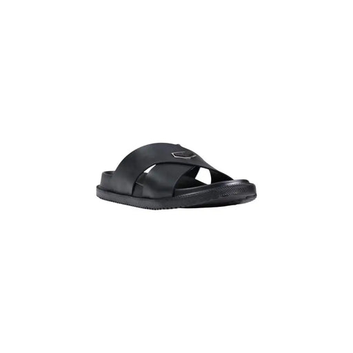Antony Morato Herren-Slipper Kry aus schwarzem Leder mit elegantem, minimalistischem Design und metallischem Logo-Akzent