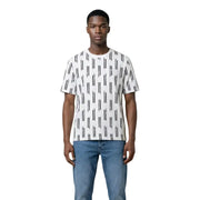 Antony Morato Männer t-shirt Weißes, kurzärmeliges Baumwollhemd mit schwarzem, vertikalem Streifenmuster, Vorderansicht