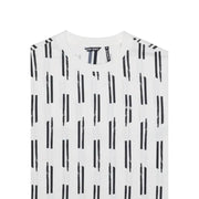 Antony Morato Männer t-shirt Weißes Baumwollhemd mit schwarzen, vertikalen Pinselstrichstreifen und kleinem, auf der Brust gesticktem Logo