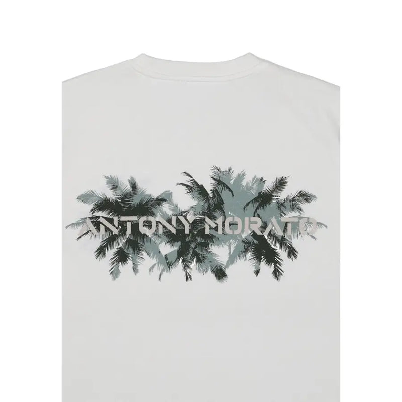 Weiße Baumwolle Männer t-shirt von Antony Morato mit grauem und schwarzem Palmen-Grafikdruck Antony Morato Text