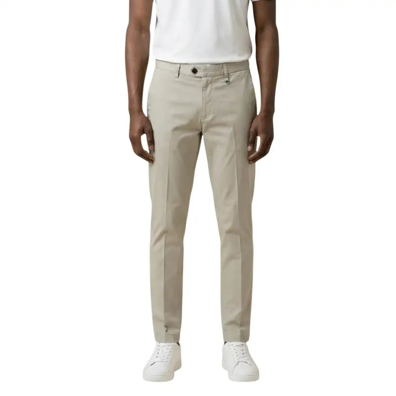 Beige Antony Morato men trousers made of chino fabric featuring a clean tailored fit with subtle creases
