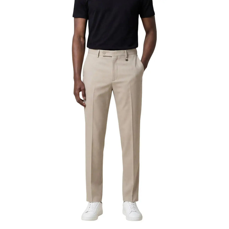 Antony Morato beige chino trousers for men with a sleek tailored fit and subtle front pleats