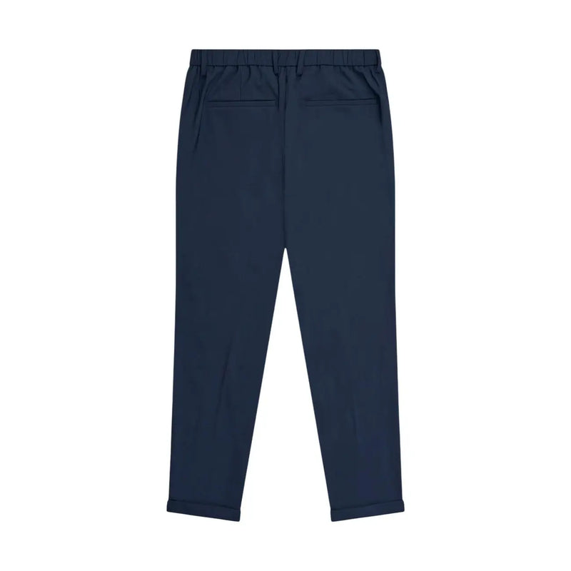 Navy blue Antony Morato men trousers with elastic waist and two back pockets in a clean tailored cut back view