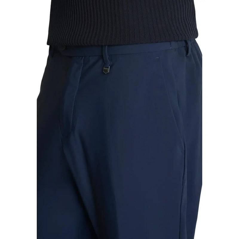 Antony Morato men trousers in navy blue with sleek smooth fabric and subtle front pleats for a tailored fit