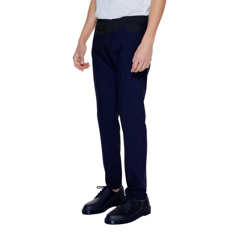 Antony Morato men trousers navy blue slim-fit with black waistband suitable for formal and casual wear