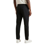 Antony morato men trousers black tailored with drawstring waistband and buttoned back pockets back side view