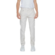 Antony Morato men trousers cream-colored slim-fit chino pants with subtle texture and logo on waistband
