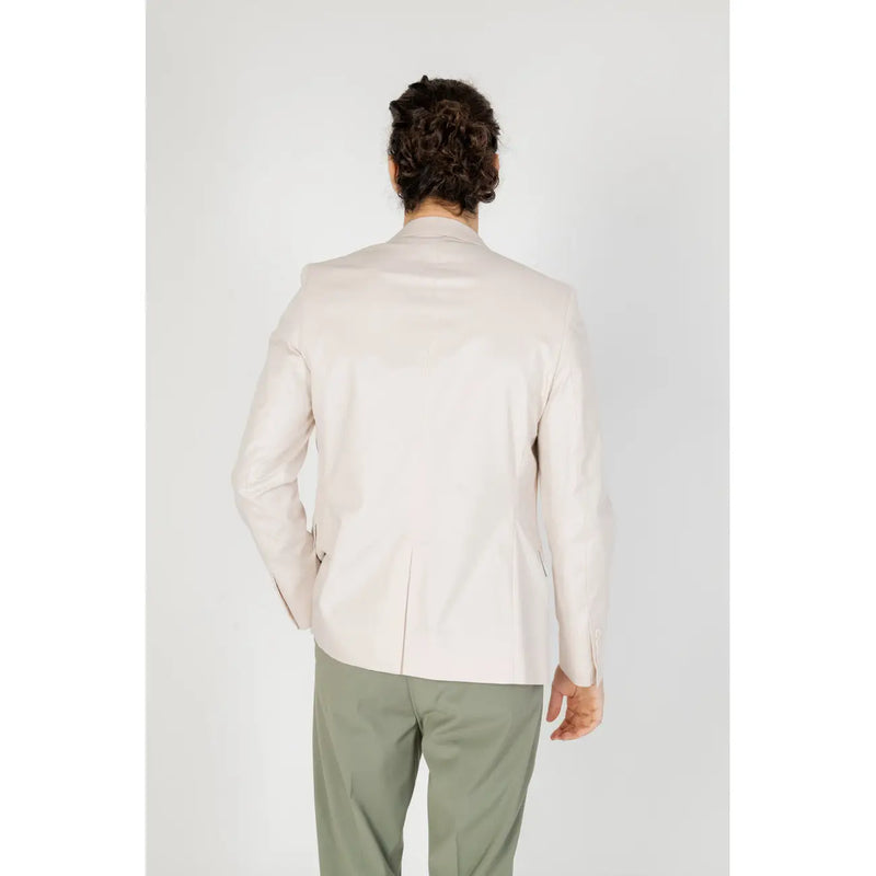 Antony Morato men white cotton modal blazer with tailored fit off-white color and subtle texture