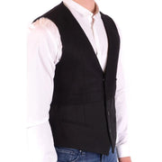 Antony morato men wool blend black v neck gilet featuring classic v neck and two front pockets