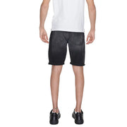 Antony Morato men’s black cotton denim shorts with rolled cuffs and classic five-pocket design