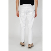Antony Morato men’s white jeans featuring straight-leg cut with subtle black belt loops and functional pockets