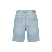 Antony Morato shorts for men in light wash denim with classic back pockets and brown leather brand tag back view