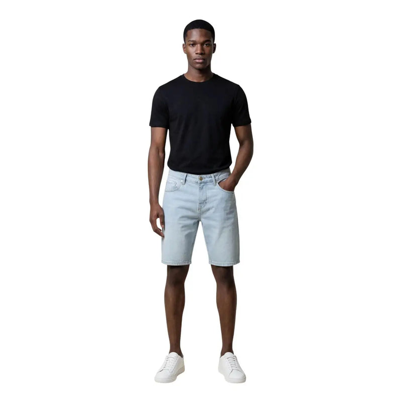Antony Morato shorts for men in light-wash denim with five-pocket design and button closure, front view