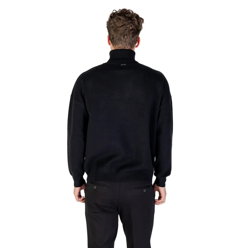 Antony Morato Schwarzer Rollkragenpullover für Herren mit glatter, taillierter Silhouette und gerippten Bündchen, Vorderansicht