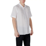 Men’s white short-sleeved collared linen Lyocell shirt from Antony Morato