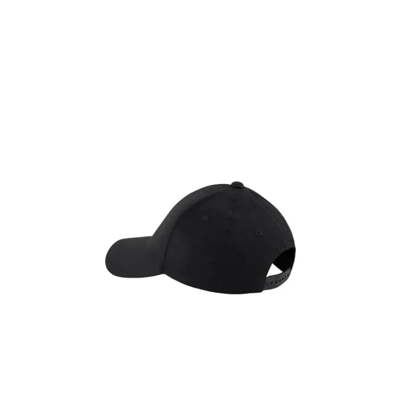 Black baseball cap with adjustable strap and curved brim, likely made of cotton or polyester.