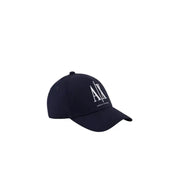 Navy blue baseball cap with white logo and adjustable strap.