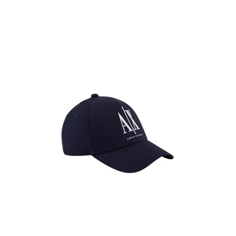 Navy blue baseball cap with white logo and adjustable strap.