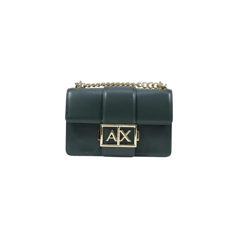 Armani Exchange dark green leather crossbody bag with gold chain strap