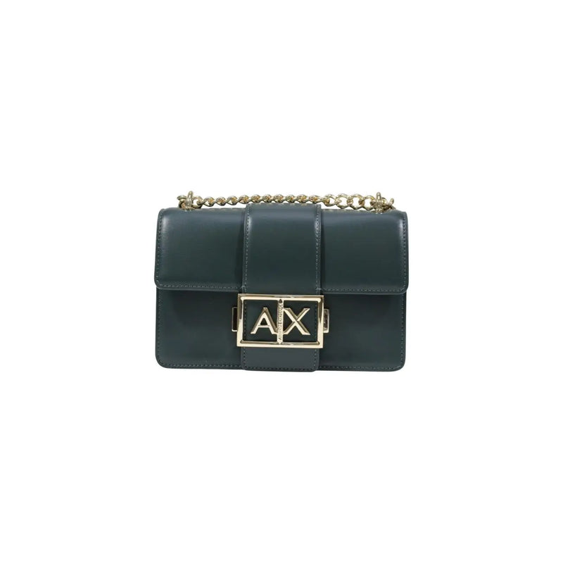 Armani Exchange dark green leather crossbody bag with gold chain strap